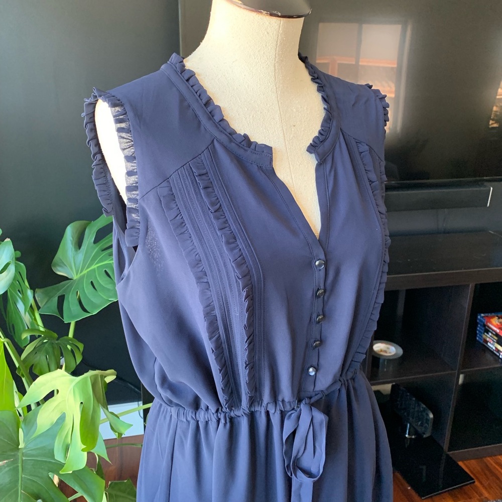 A New Day Navy Blue Pleated Dress size L - Picture 3 of 4